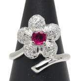 Pt900 プラチナ ルビー0.47ct ダイヤ リング 指輪 レディース 16.5号 【中古】